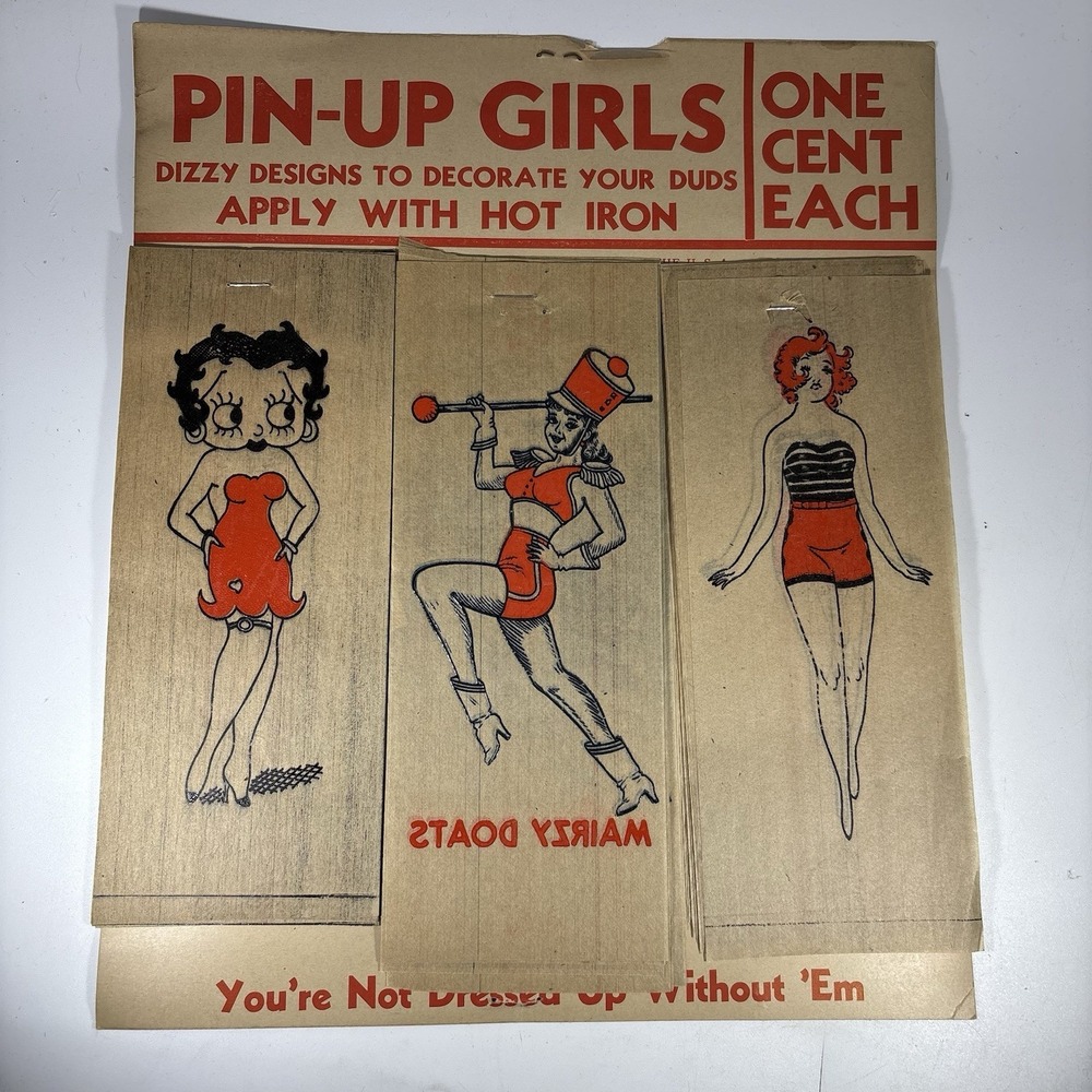Pin-Up Girls vintage 1944 iron on transfers old new store stock 3 Betty Boop